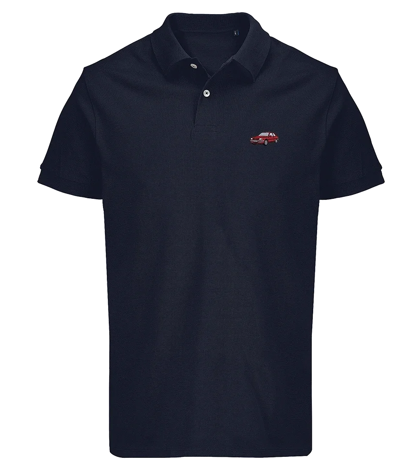 Polo Overcut French marine à broderie Peugeot 309 GTI, vue de face