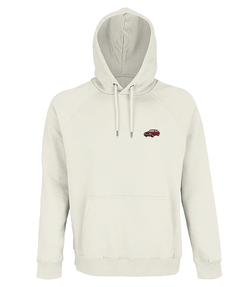 Sweat à capuche Overcut écru à broderie Peugeot 309 GTI, vue de face