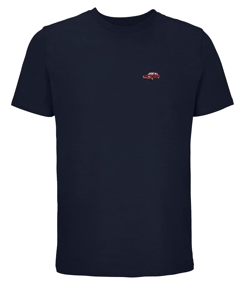 T-shirt Overcut French marine à broderie Peugeot 309 GTI, vue de face