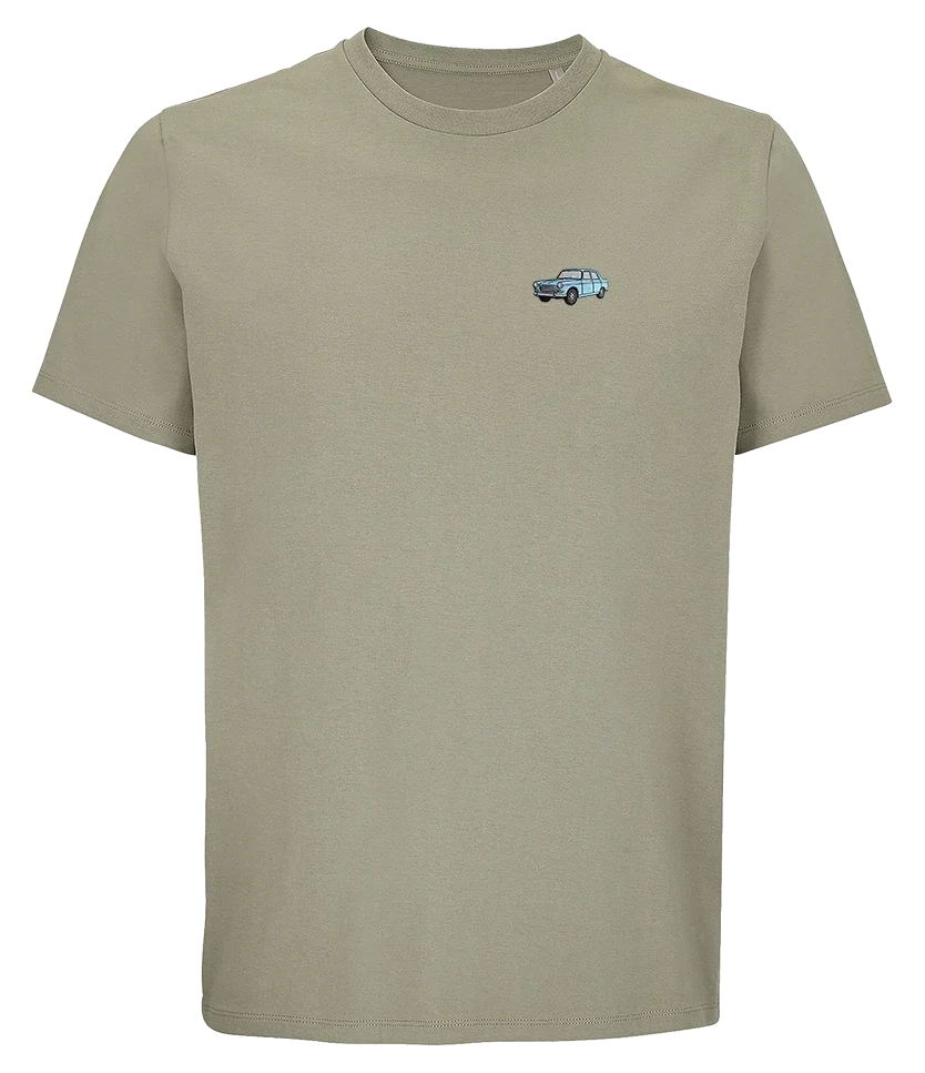 T-shirt Overcut kaki à broderie Peugeot 404, vue de face