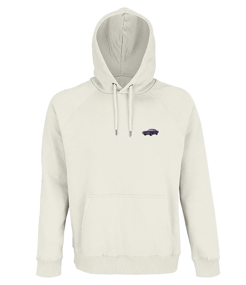 Sweat à capuche Overcut écru à broderie Plymouth Barracuda, vue de face