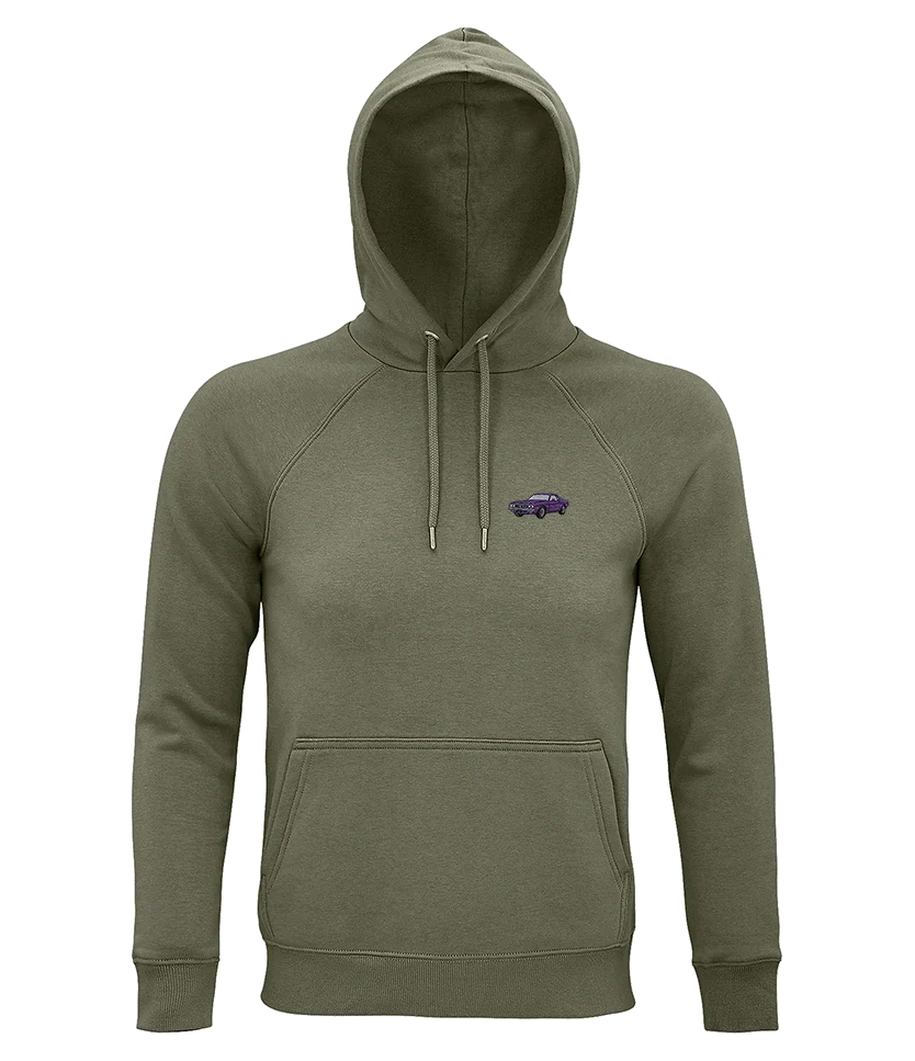 Sweat à capuche Overcut kaki à broderie Plymouth Barracuda, vue de face