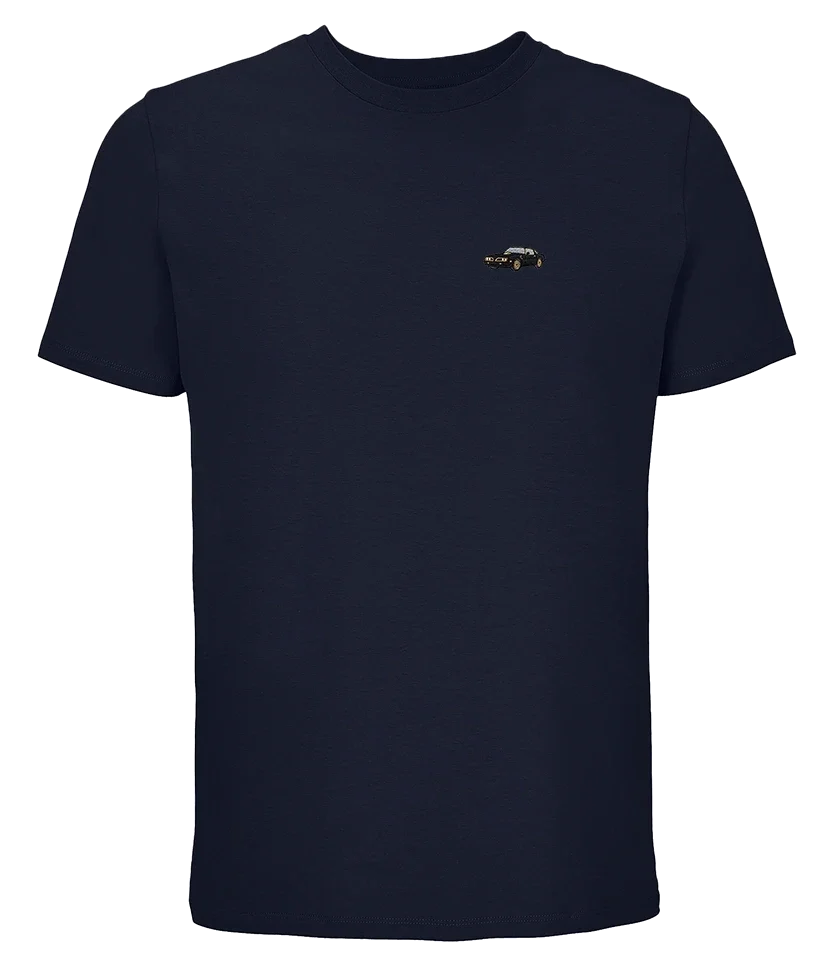 T-shirt Overcut French marine à broderie Pontiac Firebird Trans Am, vue de face