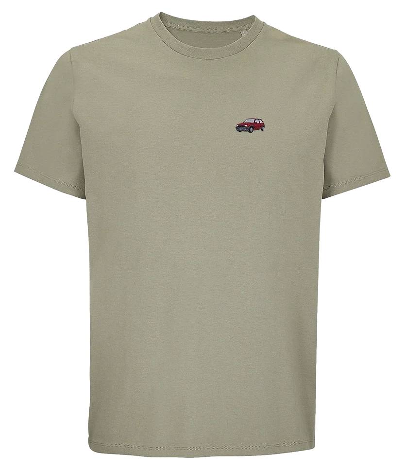 T-shirt Overcut kaki à broderie Renault 5 GT Turbo, vue de face