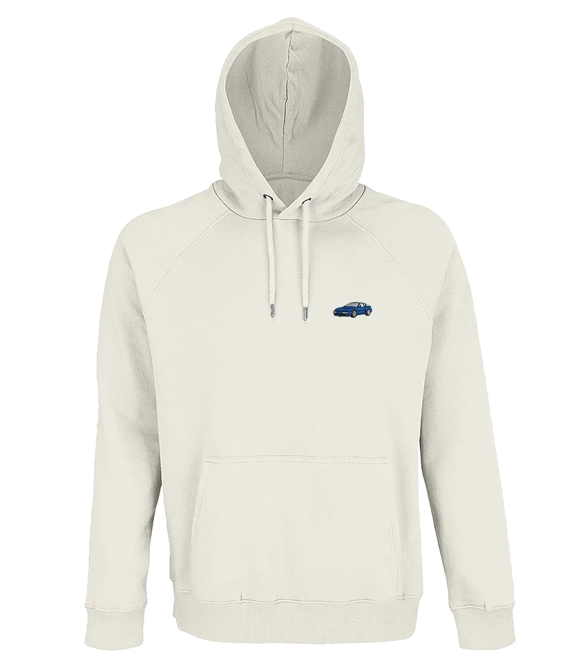 Sweat à capuche Overcut écru à broderie Renault Alpine A610, vue de face