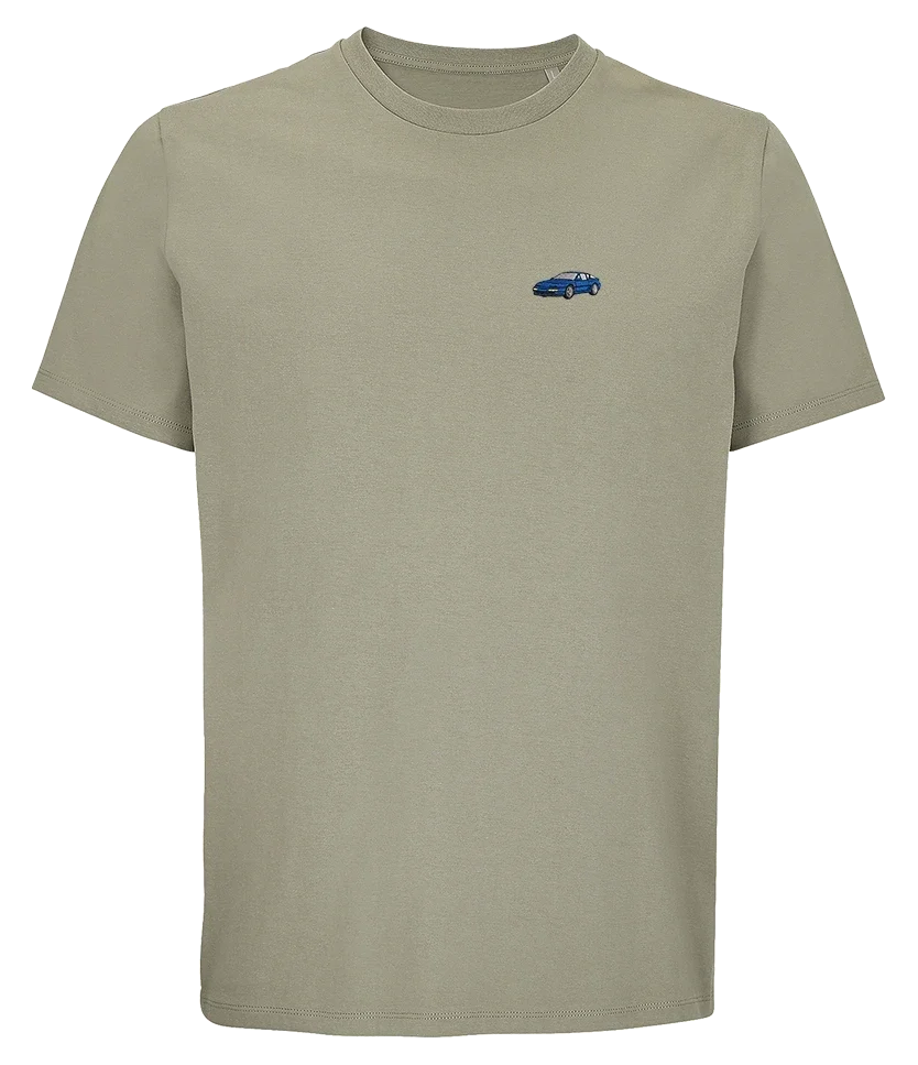 T-shirt Overcut kaki à broderie Renault Alpine A610, vue de face
