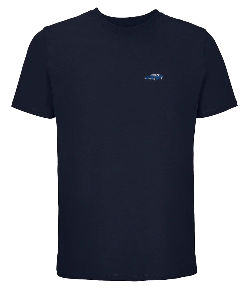 T-shirt Overcut French marine à broderie Renault Alpine A610, vue de face