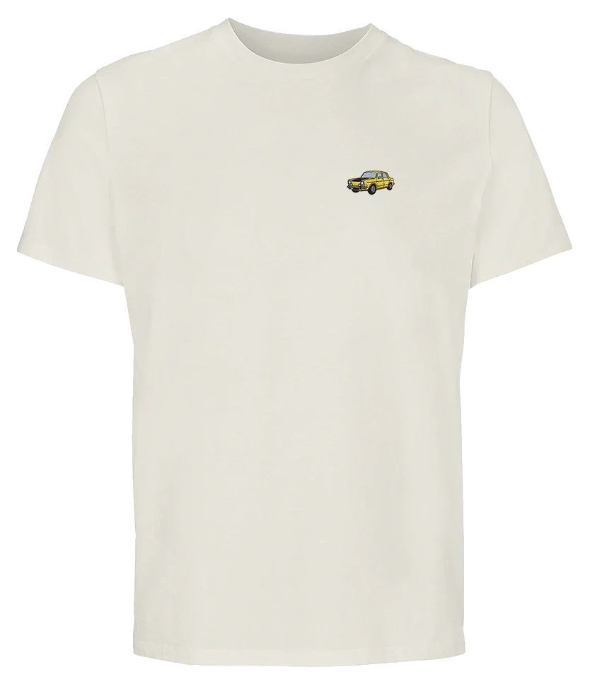 T-shirt Overcut écru à broderie Simca 1000 Rallye, vue de face