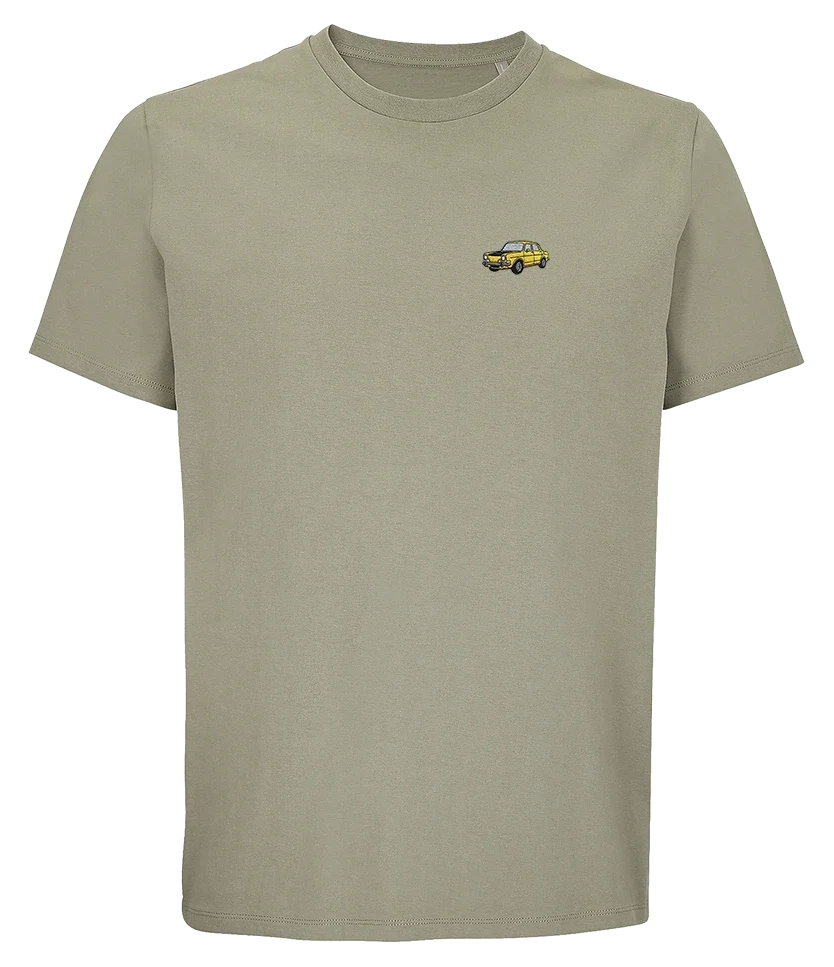 T-shirt Overcut kaki à broderie Simca 1000 Rallye, vue de face