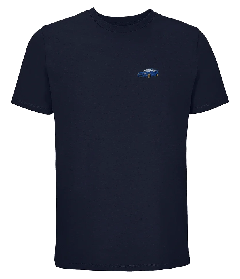 T-shirt Overcut French marine à broderie Subaru Impreza WRX STI, vue de face