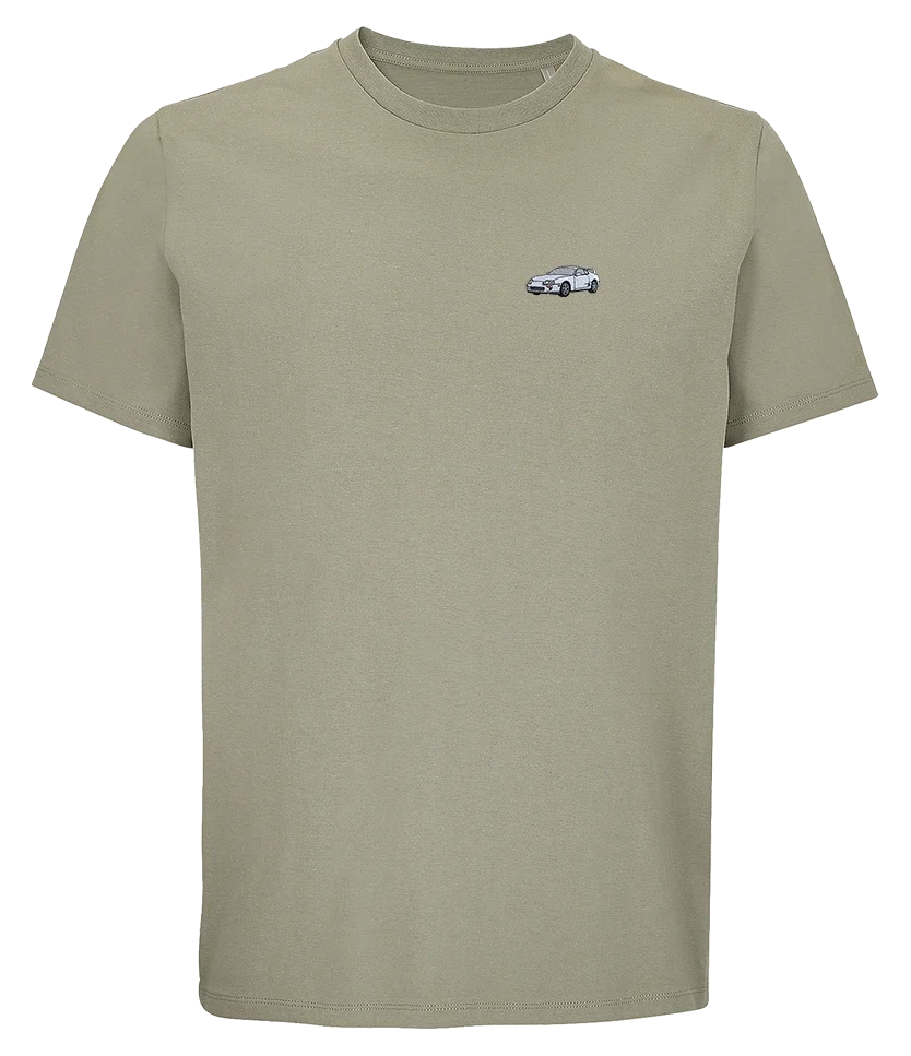 T-shirt Overcut kaki à broderie Toyota Supra MK4, vue de face