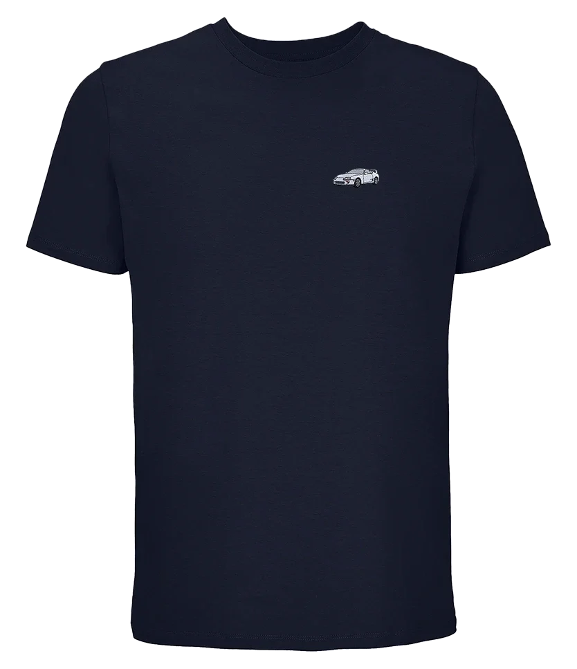 T-shirt Overcut French marine à broderie Toyota Supra MK4, vue de face