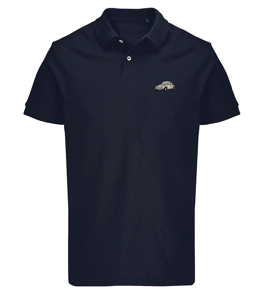 Polo Overcut French marine à broderie Volkswagen Coccinelle, vue de face