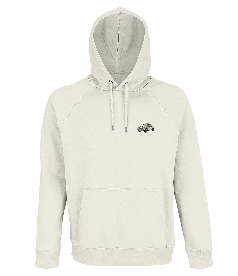 Sweat à capuche Overcut écru à broderie Volkswagen Coccinelle, vue de face