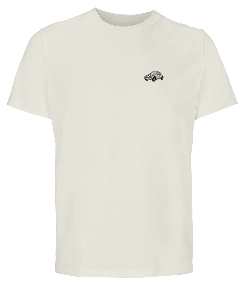 T-shirt Overcut écru à broderie Volkswagen Coccinelle, vue de face