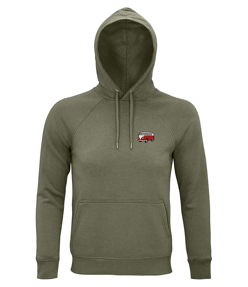 Sweat à capuche Overcut kaki à broderie Volkswagen Combi T1, vue de face