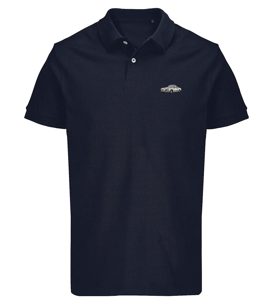Polo Overcut French marine à broderie Volkswagen Karmann Ghia, vue de face