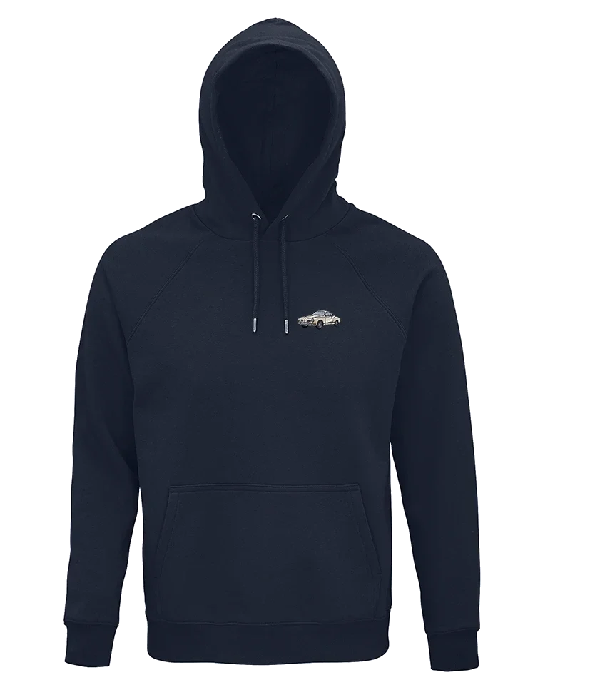 Sweat à capuche Overcut French marine à broderie Volkswagen Karmann Ghia, vue de face