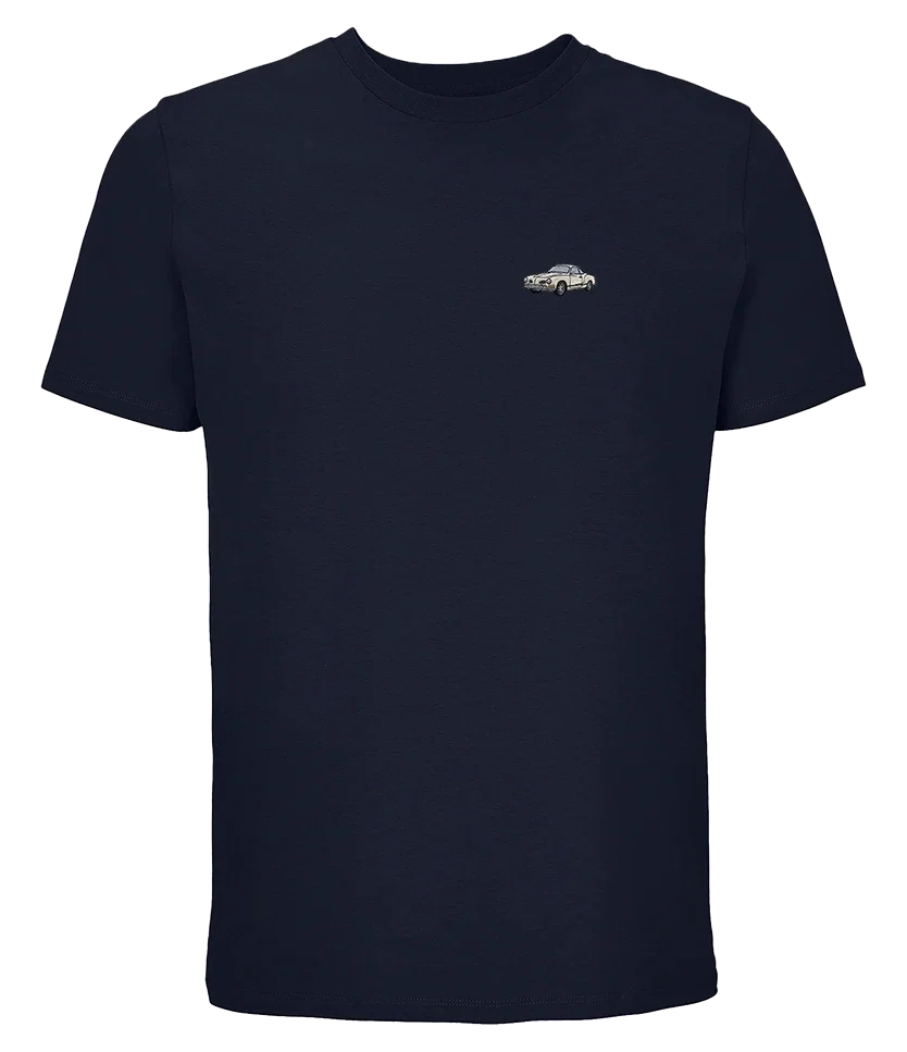 T-shirt Overcut French marine à broderie Volkswagen Karmann Ghia, vue de face