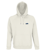 Sweat à capuche Overcut écru à broderie Alpine A110, vue de face
