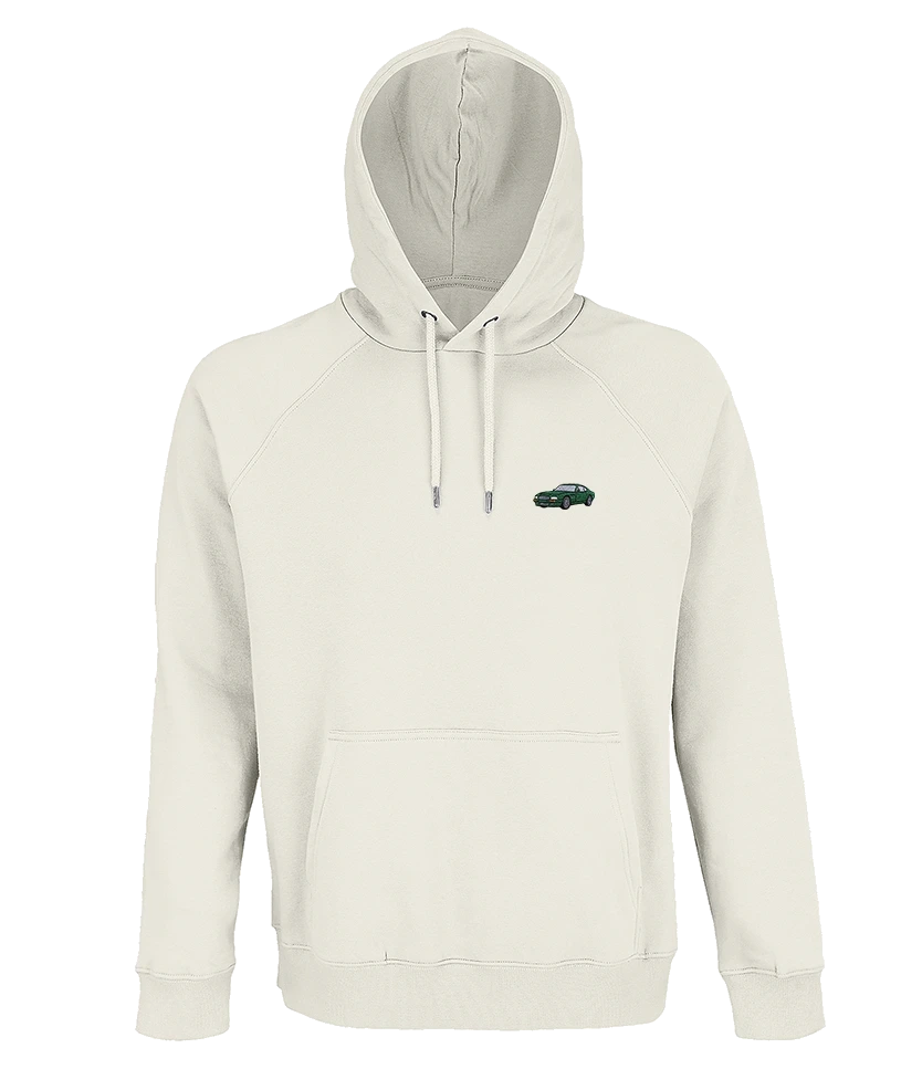 Sweat à capuche Overcut écru à broderie Aston Martin Vantage, vue de face