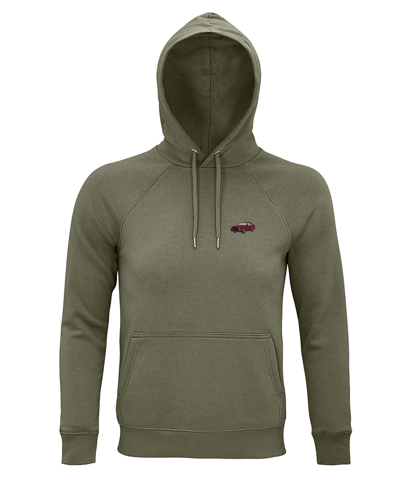 Sweat à capuche Overcut kaki à broderie Audi Quattro Sport, vue de face