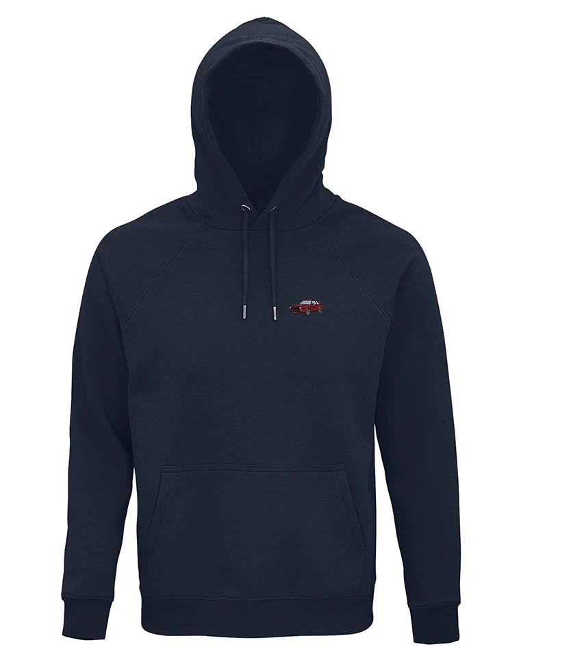 Sweat à capuche Overcut French marine à broderie Audi Quattro Sport, vue de face