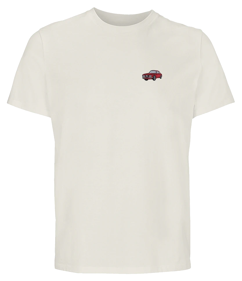 T-shirt Overcut écru à broderie Alfa Romeo GTV, vue de face
