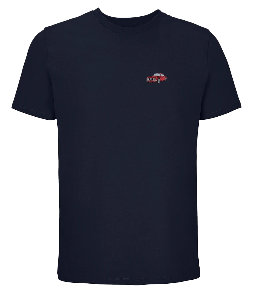 T-shirt Overcut French marine à broderie Alfa Romeo GTV, vue de face