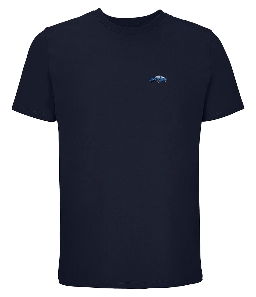 T-shirt Overcut French marine à broderie Alpine A110, vue de face
