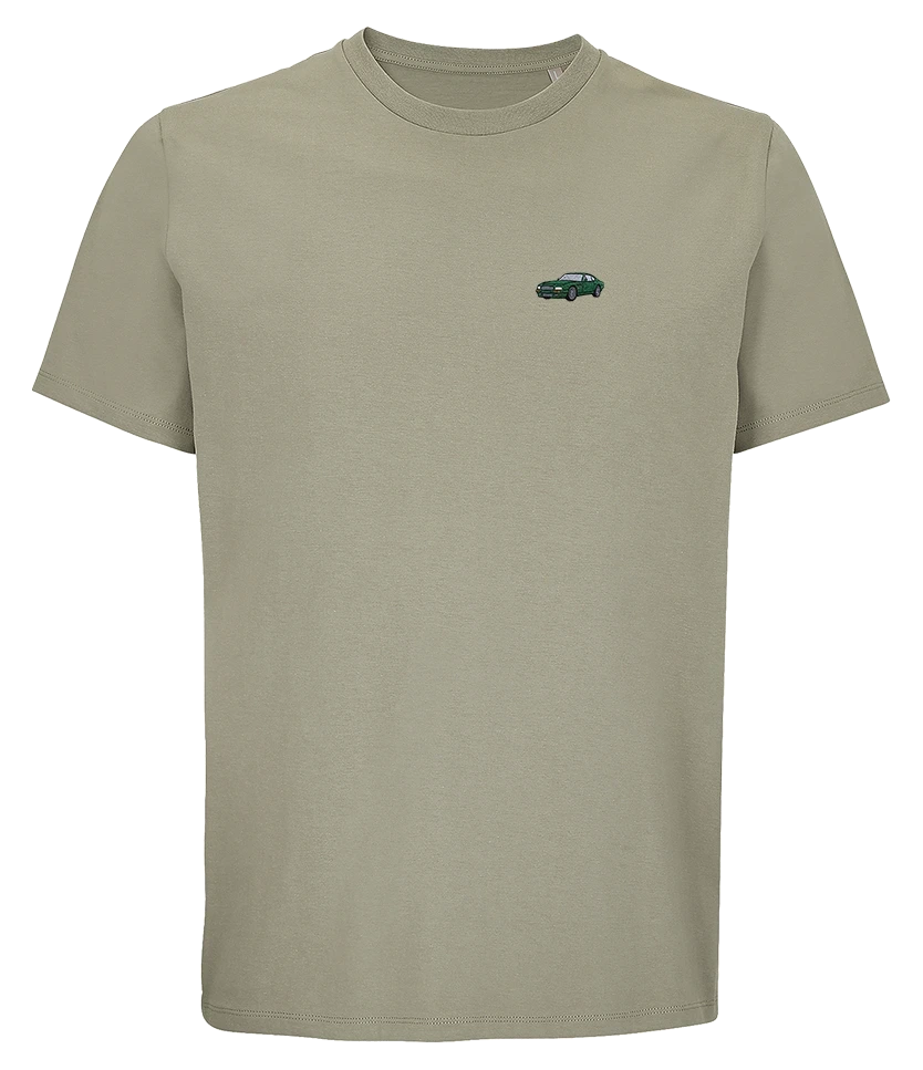 T-shirt Overcut kaki à broderie Aston Martin Vantage, vue de face