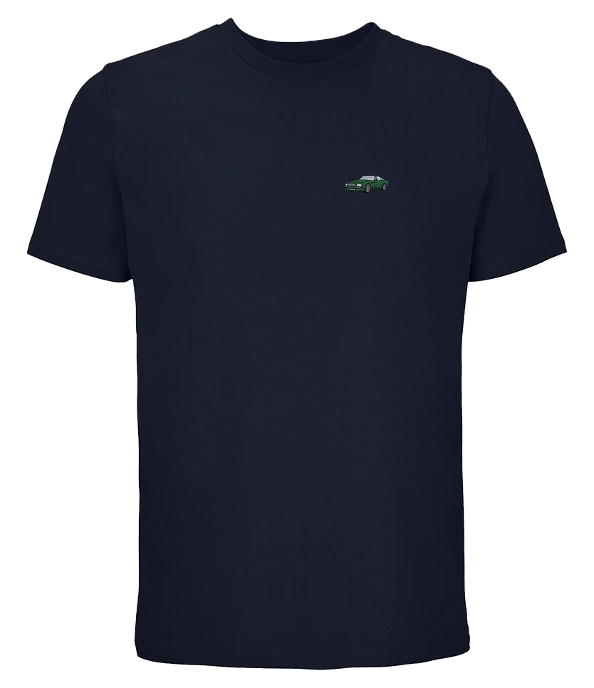 T-shirt Overcut French marine à broderie Aston Martin Vantage, vue de face